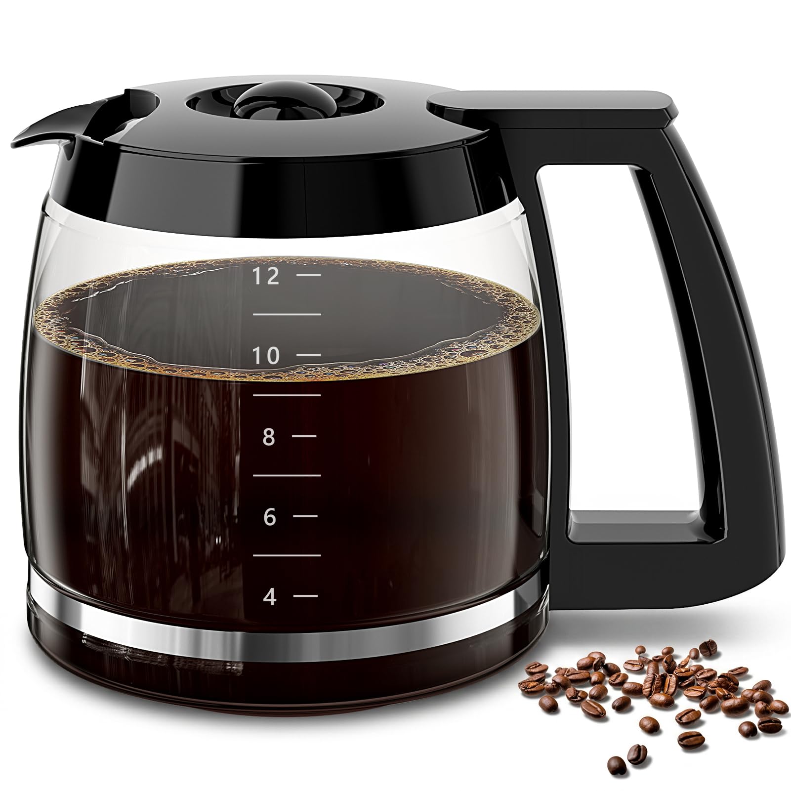 View 1 of 12-Cup Coffee Pot Replacement for Cuisinart Coffee Maker DCC-1100BK,DCC-1200,SS-12,SS-15,SS-16,DCC-2650,DGB-550,DGB-625BC,DGB-700BC,CHW-12. Glass Carafe with Sturdy Handle, Drip-Free Spout.