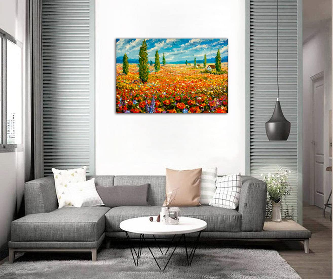 HOPNRU Poster della pittura a olio del prato floreale Claude Monet Paesaggio floreale Immagine della parete Stampa su tela Pittura Soggiorno moderno Decorazioni per la casa(80x120cm-Senza Cornice)