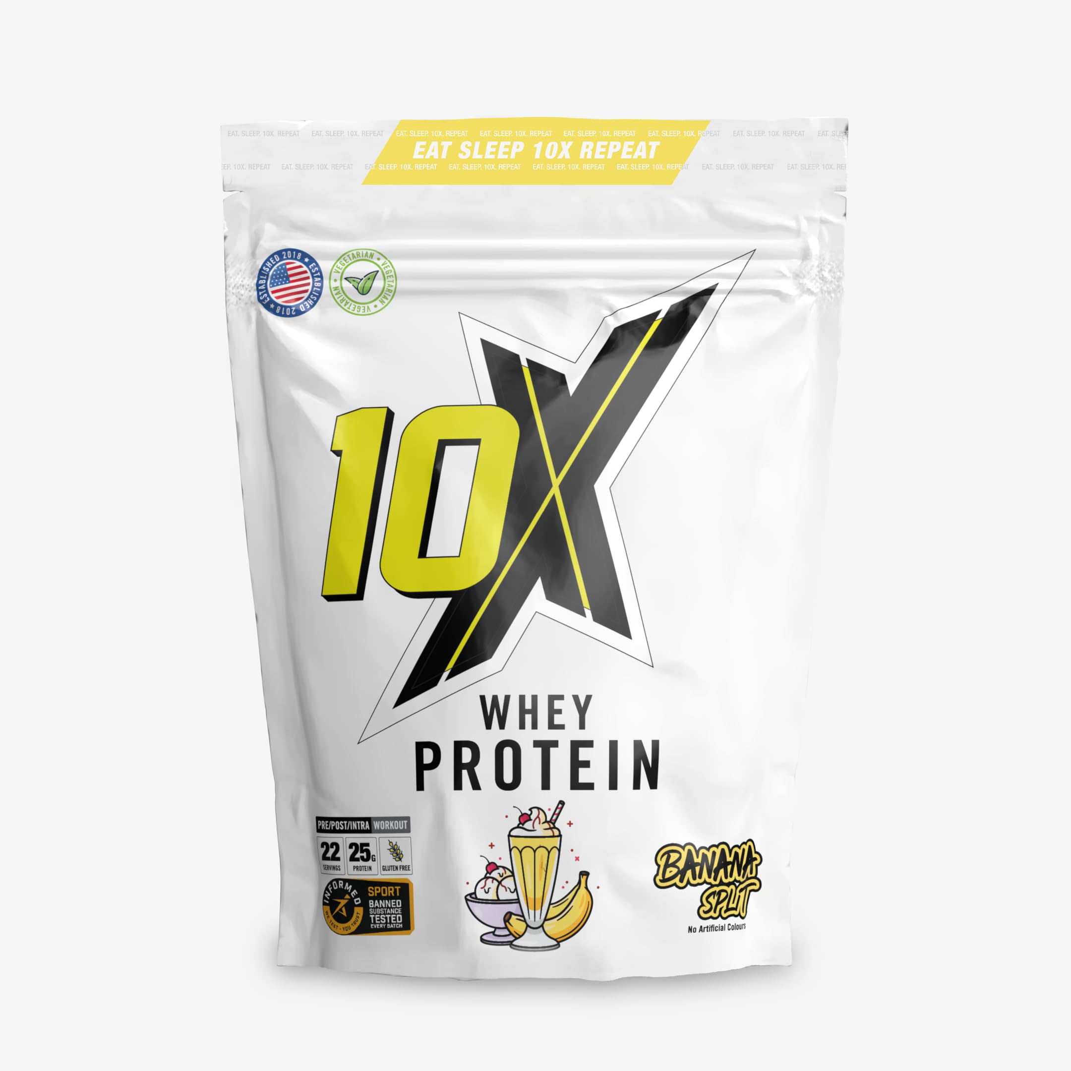 Whey Protein Powder Nutritious Delicious and Smooth Vegetarian Friendly High Protein Powder– 25g Protein Per Serving, 22 Servings, Informed Sport Certified, 700g, Banana Split