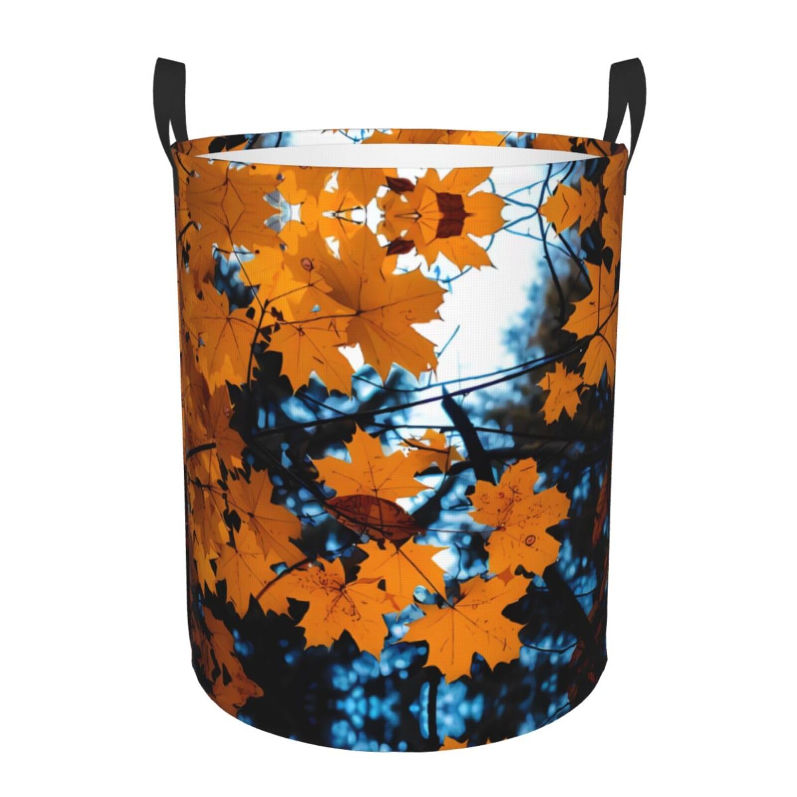 S Circular Hamper Leaves Autumn Tree Branches Print for Dirty Clothes