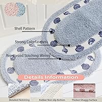 Vista 2 de Alfombra de baño con patrón de conchas, bonito tapete de baño de microfibra suave absorbente de agua, tapete para bañera lanudo antideslizante