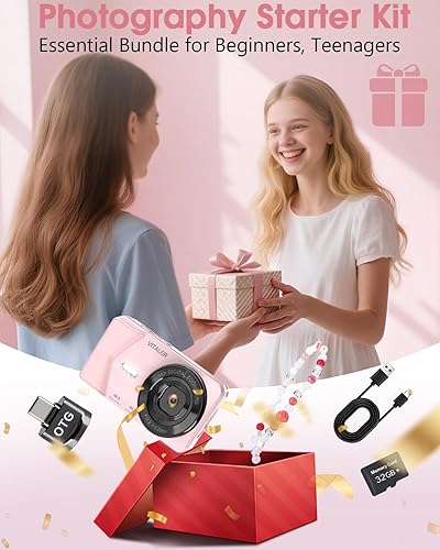 Miniatura 9 de Cámara digital, enfoque automático 48MP 4K cámara para fotografía con tarjeta de 32 GB, cámara digital portátil compacta de apuntar y disparar para