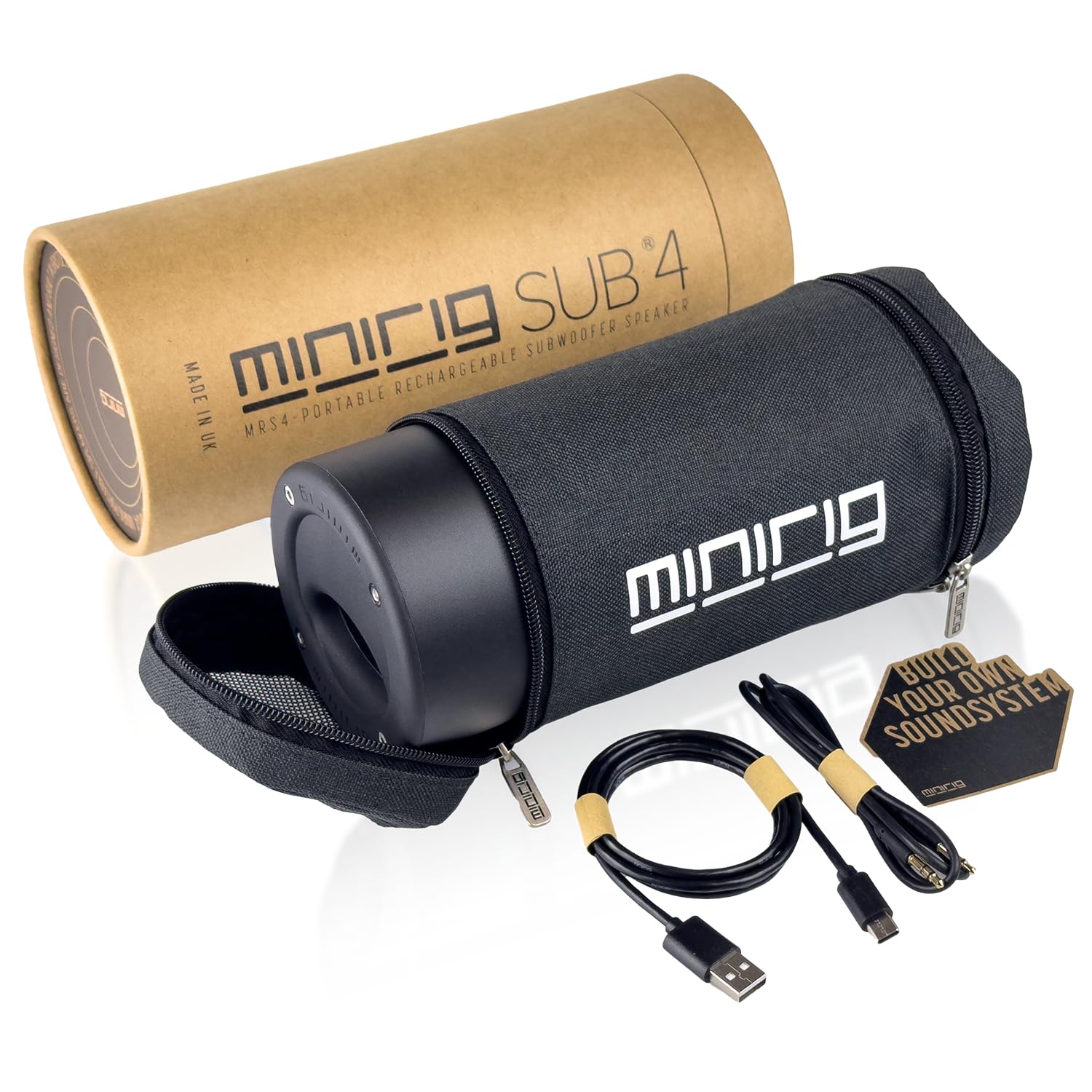 Minirig Subwoofer 4: sistema di altoparlanti wireless con bassi profondi, batteria di 100 ore, sistema audio modulare per Minirig 4, USB-C, driver al neodimio personalizzato, prodotto nel Regno Unito