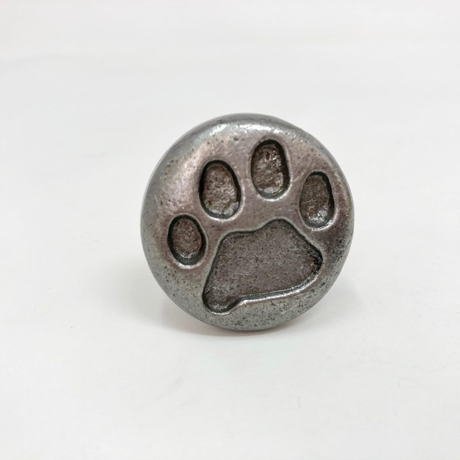 Dog Cat Animal Paw Print Pet Knob Metal Drawer Pull Cupboard Dresser Canine Drawer Knob Wardrobe (Antique Pewter)