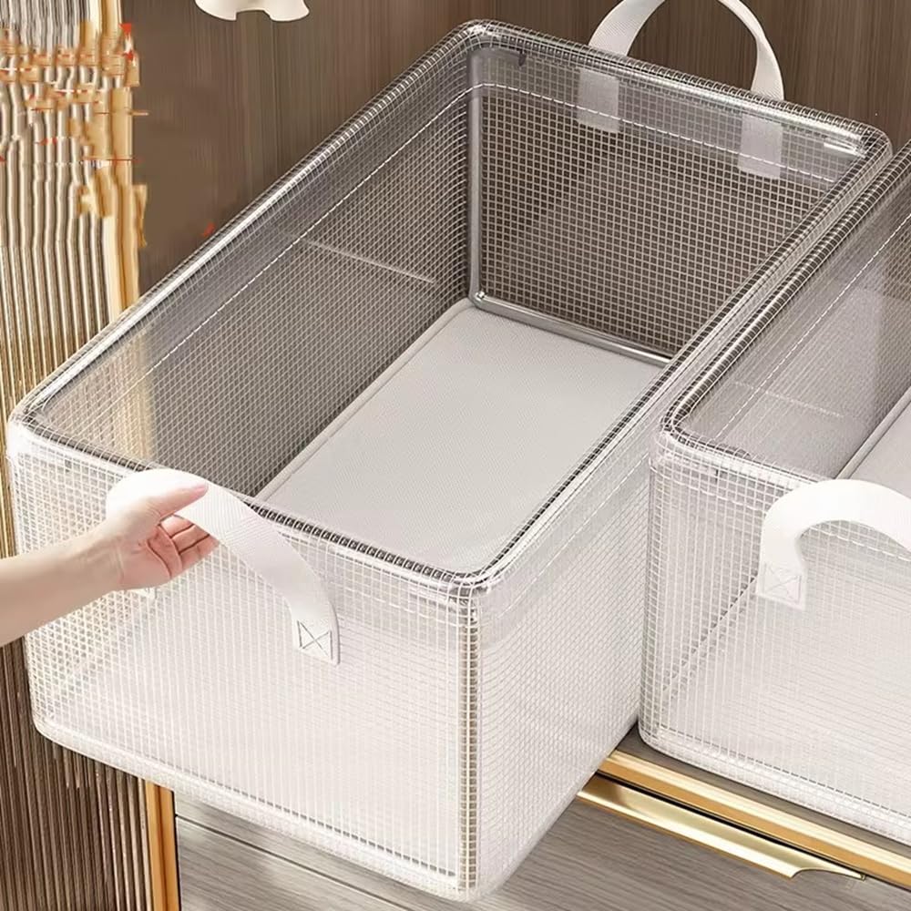 Carrot - Large Foldable Storage Box and Organiser with Metal Frame Clothes Organiser with Handle/Wardrobe Organizer for Storage/Almirah Organizer for Shirts/Jeans/Sweater (PACK OF 1)-image-40