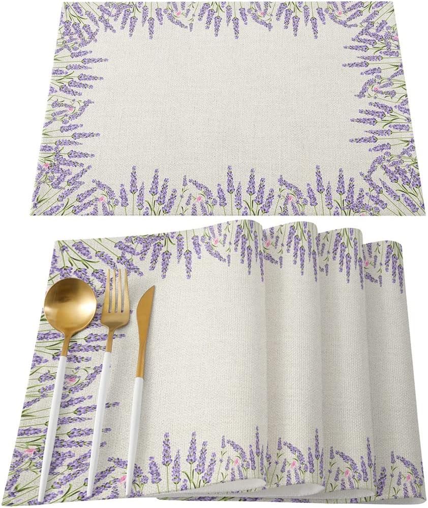 Lavender Cotton Hemp Sole Table Runners Holiday Wedding Decor Dinning Table Cover Christmas Decorations Table Cloth(4pcs Table mat)