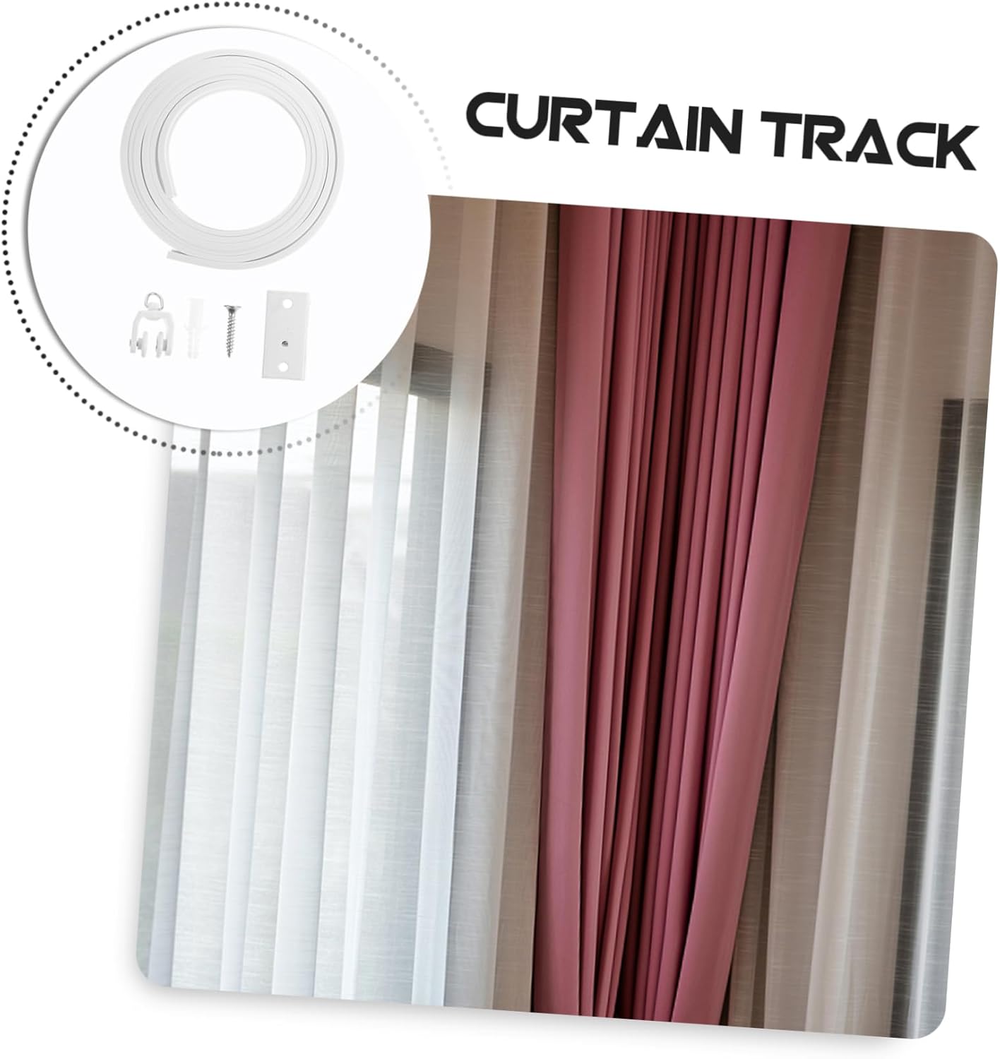 Cabilock 1set Bendable Curtain Track Flexible Ceiling Rail for Curved Room Dividers Construction Easy Installation for Home Use