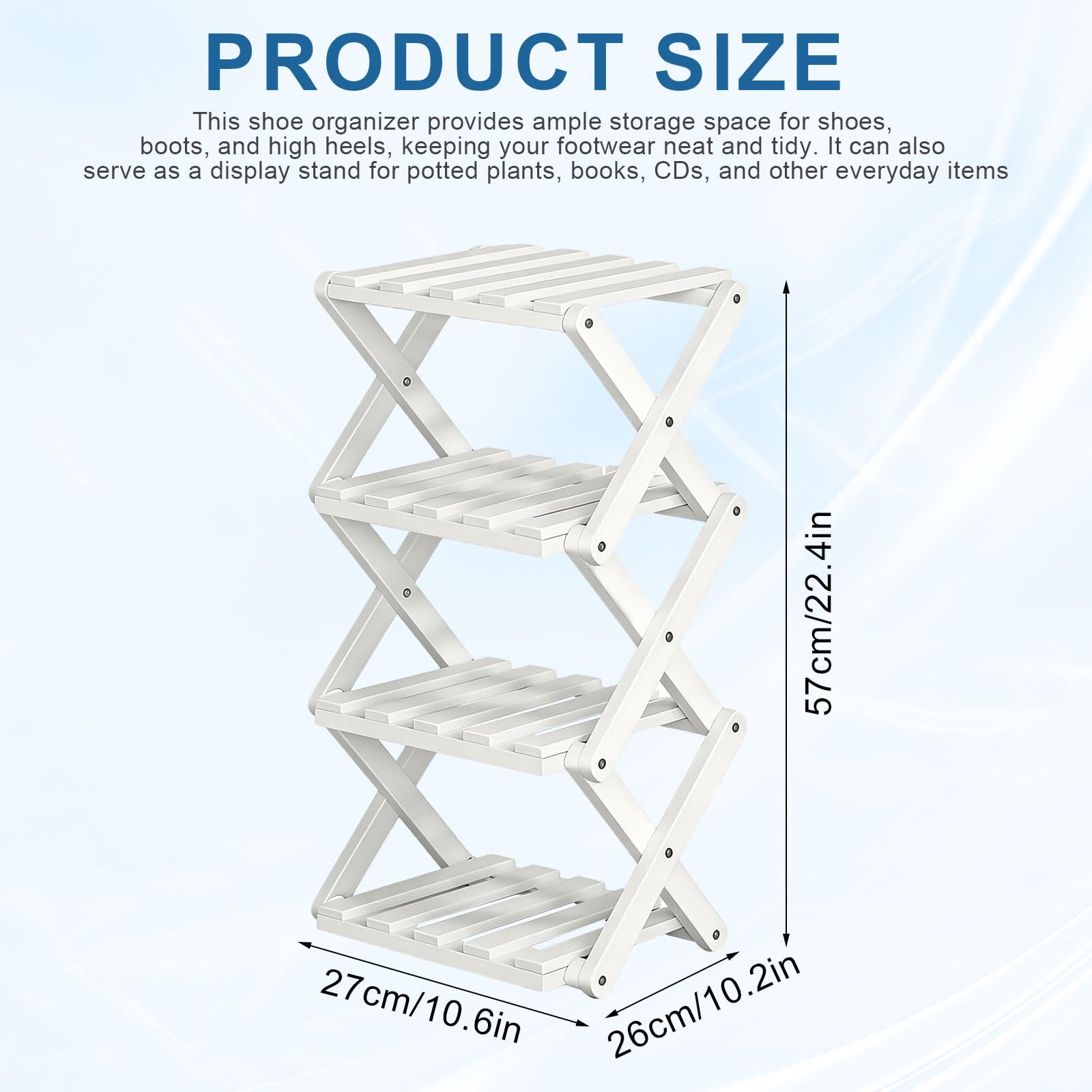 Étagère à chaussures à 4 étages - Blanc - Petit - Pliable - Peu encombrant - Pour entrée, chambre à coucher, armoire, coin salon - Sans montage