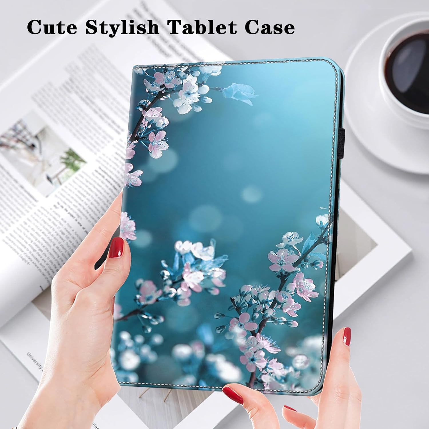 Case for Samsung Galaxy Tab S6 10.5" 2019 (SM-T860/T865/T867),PU Leather Folio Flip Stand Wallet Case with Elastic Band for Galaxy Tab S6 10.5" - Plum Blossom
