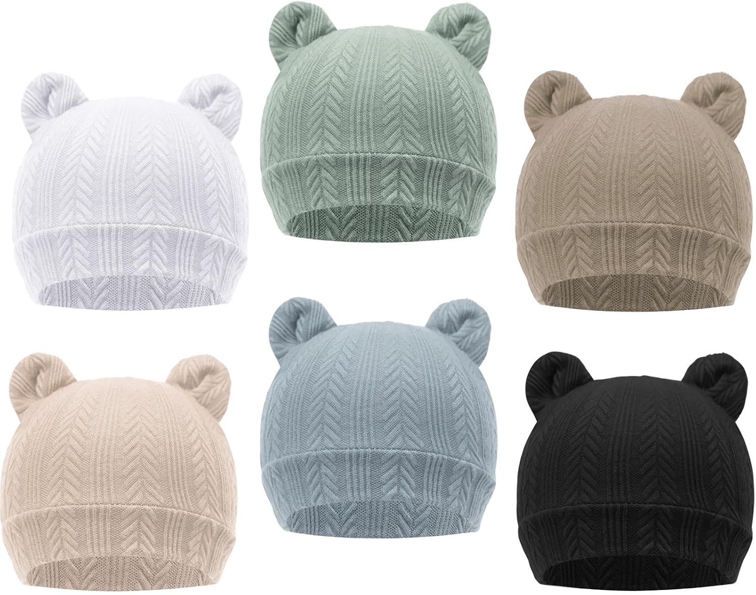 DRESHOW BQUBO Newborn Baby Hats Hospital Beanie Bear Ears Preemie Infant Caps Toddler Cotton Hats for Preemie-3 Months