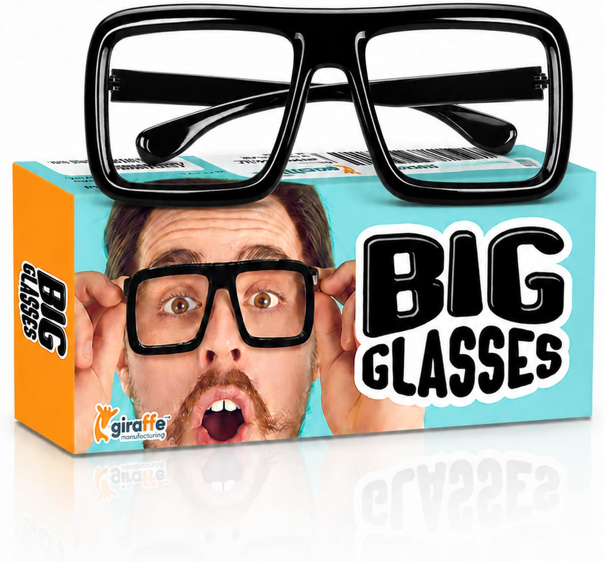 Giraffe Black Big Fake Glasses - Square Super Hero Glasses For Men & Women