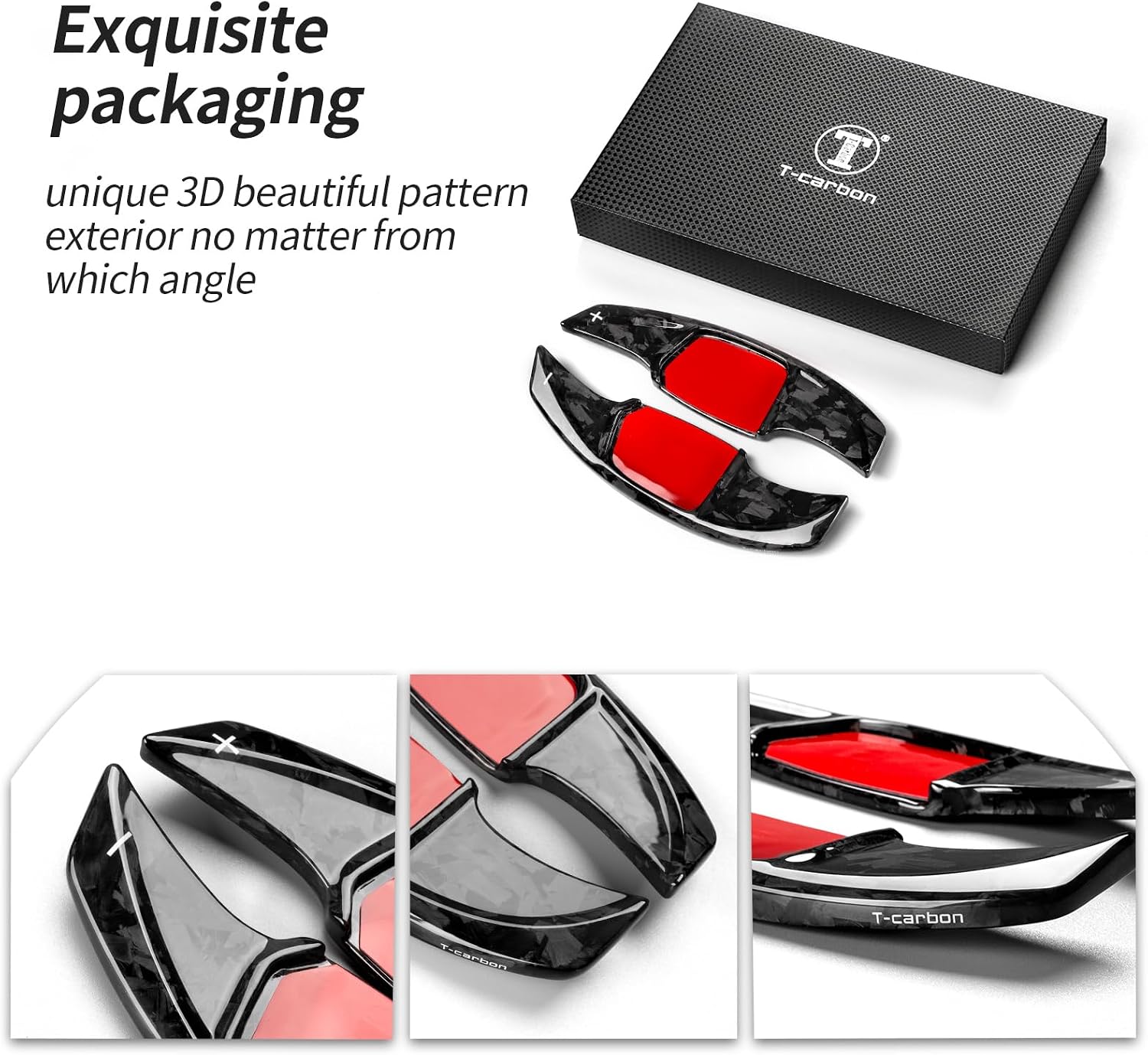 T-carbon Paddle Shifter Extensions fits Audi Q4 e-tron Sportback 2022-2025 Interior Accessories;Forged Carbon Fiber Steering Wheel Paddles Shifter Cover Fits Audi Q6 E-tron 2025 Q5 E-tron 2024