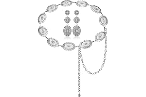 Glenmal Western Cowgirl Concho Chain Belt Turquoise Earrings Set: Elevate Your Southwestern Flair
