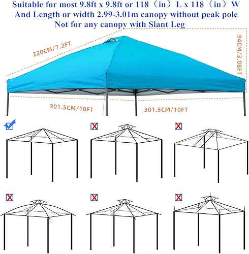 Miniatura 2 de Cubierta superior de repuesto para toldo de 10 x 10, cubierta de repuesto con cuerdas de ventilación de aire, parasol impermeable recubierto de tela