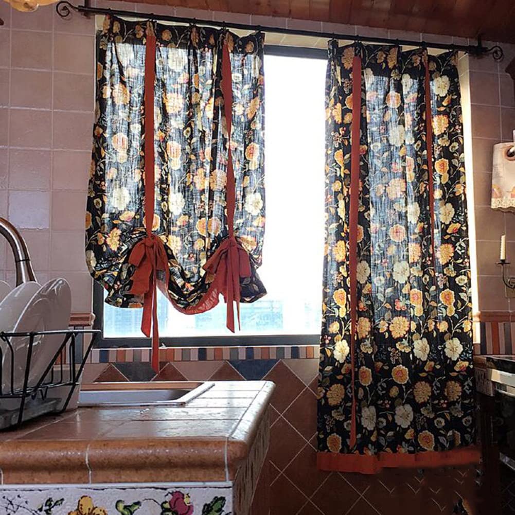 Rideau imprimé floral réglable store intérieur salon chambre 150x150