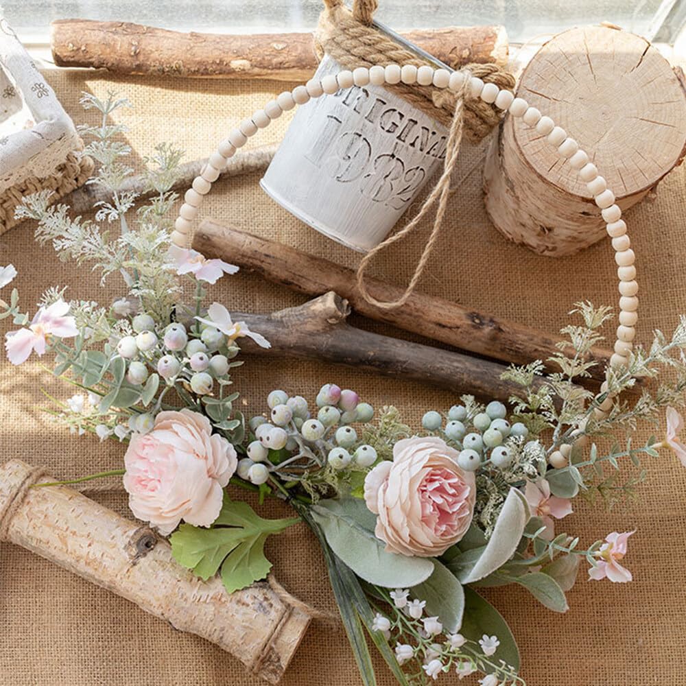 Türkranz Frühling, Trockenblumen Deko Trockenblumen Kranz Türkranz Modern Fensterdeko Hängend Türkranz Trockenblumen Türkranz Personalisiert Für Tür Deko Wanddeko Türkranz Ganzjährig WeißRosa