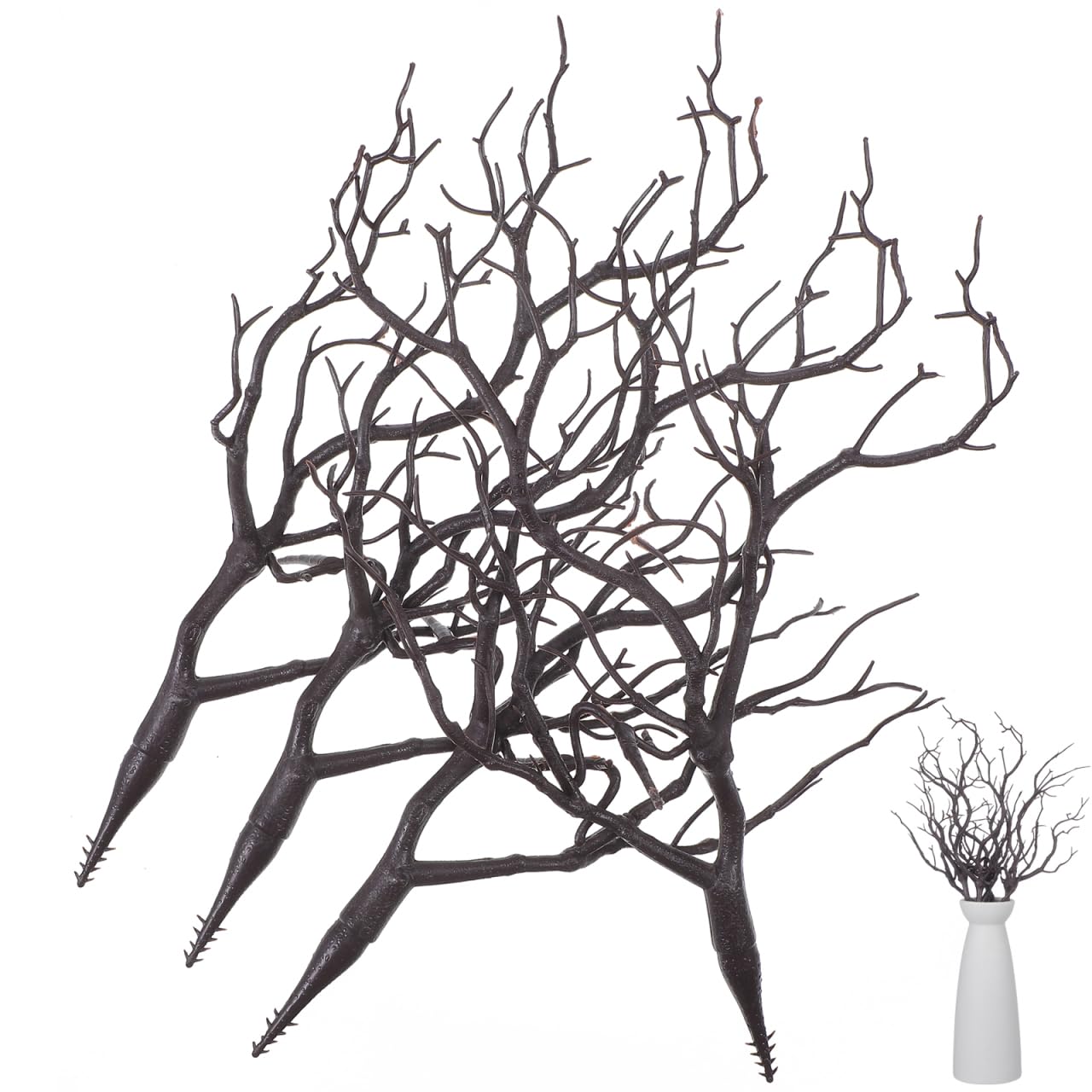 SEWACC 4pcs Artificial Antler Tree Branches, Decorative Plant Twigs Realistic Plastic Dry Branches for Halloween Wedding Home Decor