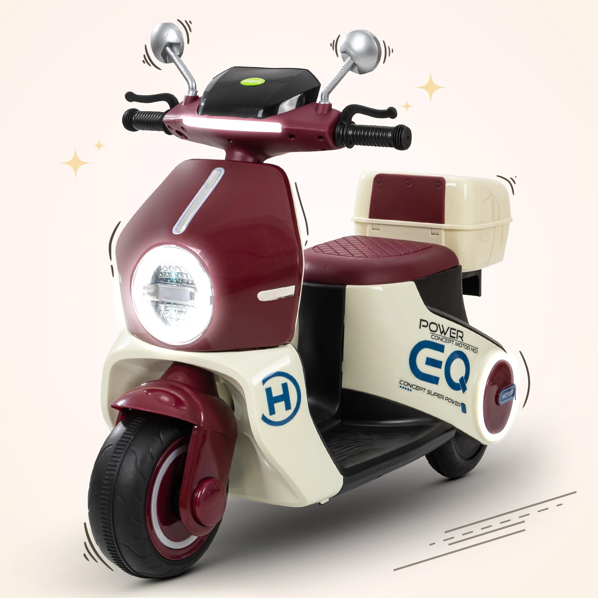 Baybee Daft Battery Operated Bike for Kids, Ride on Toys Kids Bike Scooty with Light & Music | Baby Rechargeable Battery Bike | Electric Bike for Kids to Drive 1 to 3 Years Boys Girl (Brown) (B0CQVRRKBP) Amazon Price History, Amazon Price Tracker