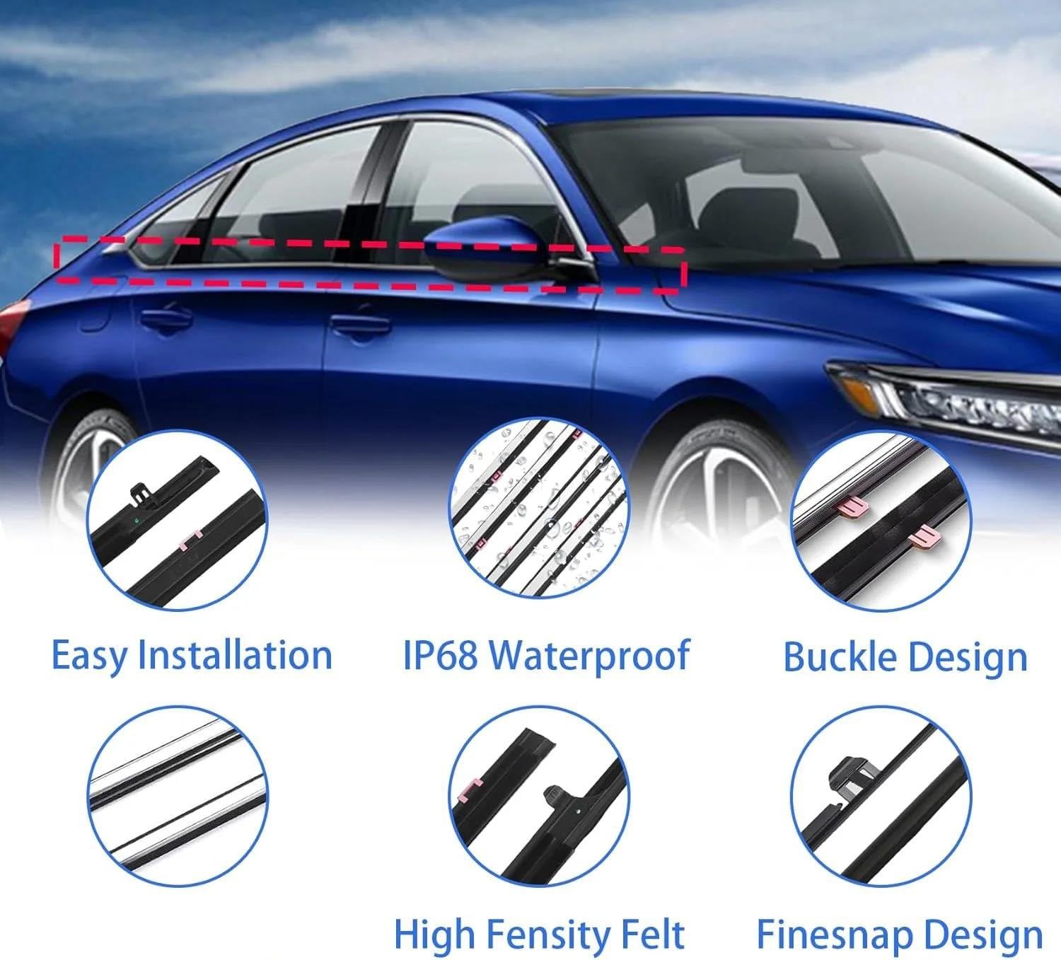 Listwa uszczelniająca do okien Honda Accord (2013-2018), uszczelka drzwi zewnętrznych, taśma uszczelniająca do okien 72450-T2A-A01 72410-T2A-A01, uszczelki drzwi do okien samochodowych