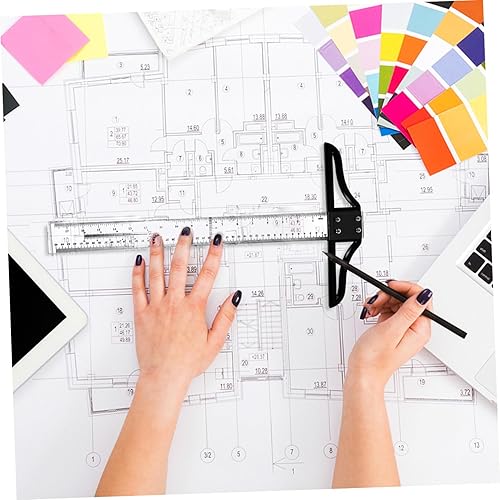 Miniatura 8 de iplusmile Regla cuadrada en T acrílica, herramienta de dibujo y diseño cuadrado en T, regla de medición en T para carpintería, dibujo, arquitectura,