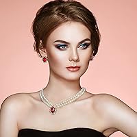 Vista 5 de Sisslia Juego de joyas de perlas para el día de San Valentín, collar de perlas de agua dulce, conjuntos de joyas para mujer, cadena en capas, collar