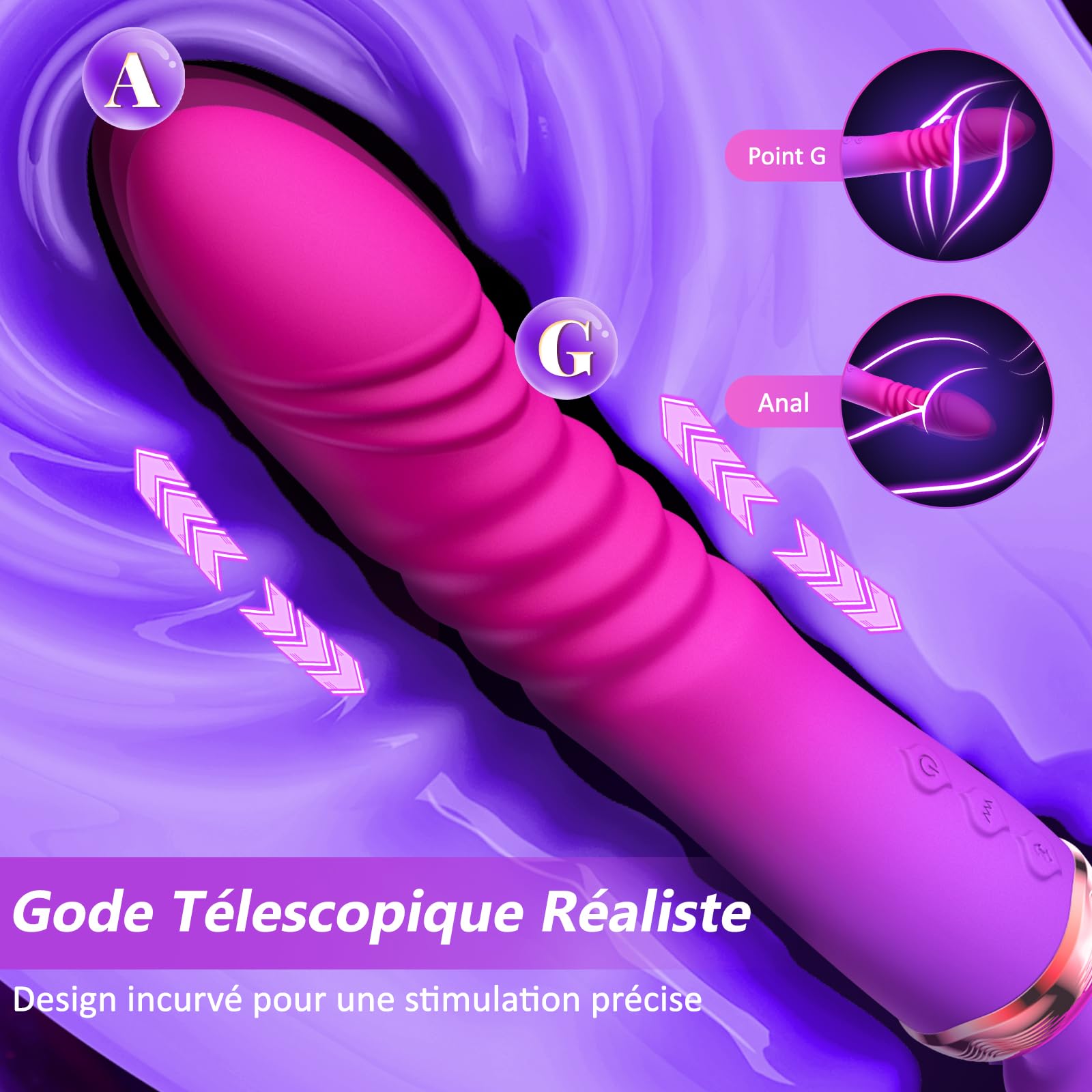 Vibromasseur Va-et-Vient Gode Vibro-Masseur Sexes Toye Femmes, Jouet Sexuel avec 10+5 Modes Vibrator et Chauffage, Sextoyse Couple Plaisir, Sex Toys Vibromasseurs Féminins Clitoridien & Point G