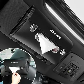 C-HR 専用 車 ティッシュケース ティッシュホルダー C HR カスタム アクセサリー 内装パーツ ティッシュカバー おしゃれ ヘッドレストの裏では/手すり/サンバイザー取付 カー用品 便利グッズ 車内 1個入り ブラック