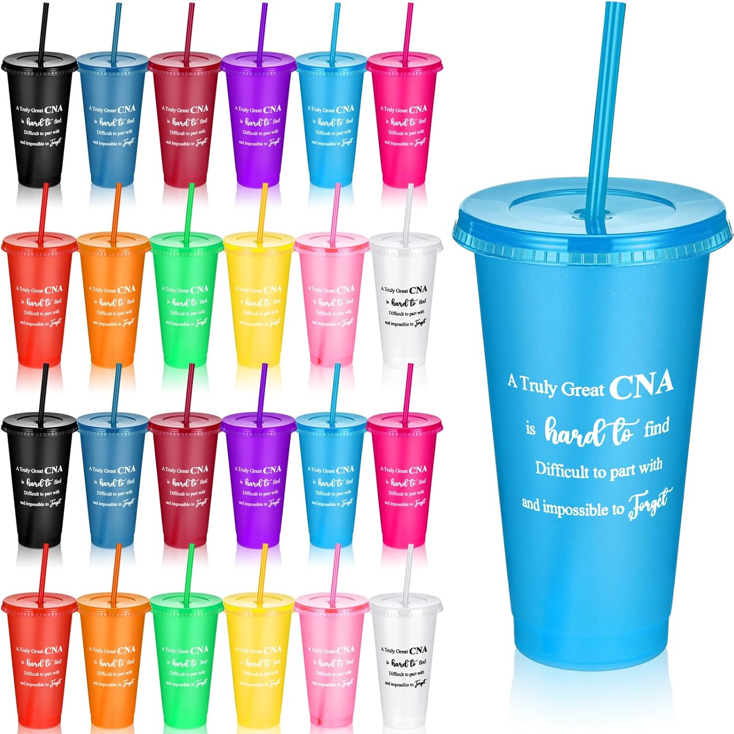 Skylety 24 Pcs Thank You Veterans Plastic Cups 24 oz Patriotic Memorial Day Party Gift Supplies Tumbler Plastic Coffee Cups with Straws and Lids for 4th of July Independence Day Party Supplies