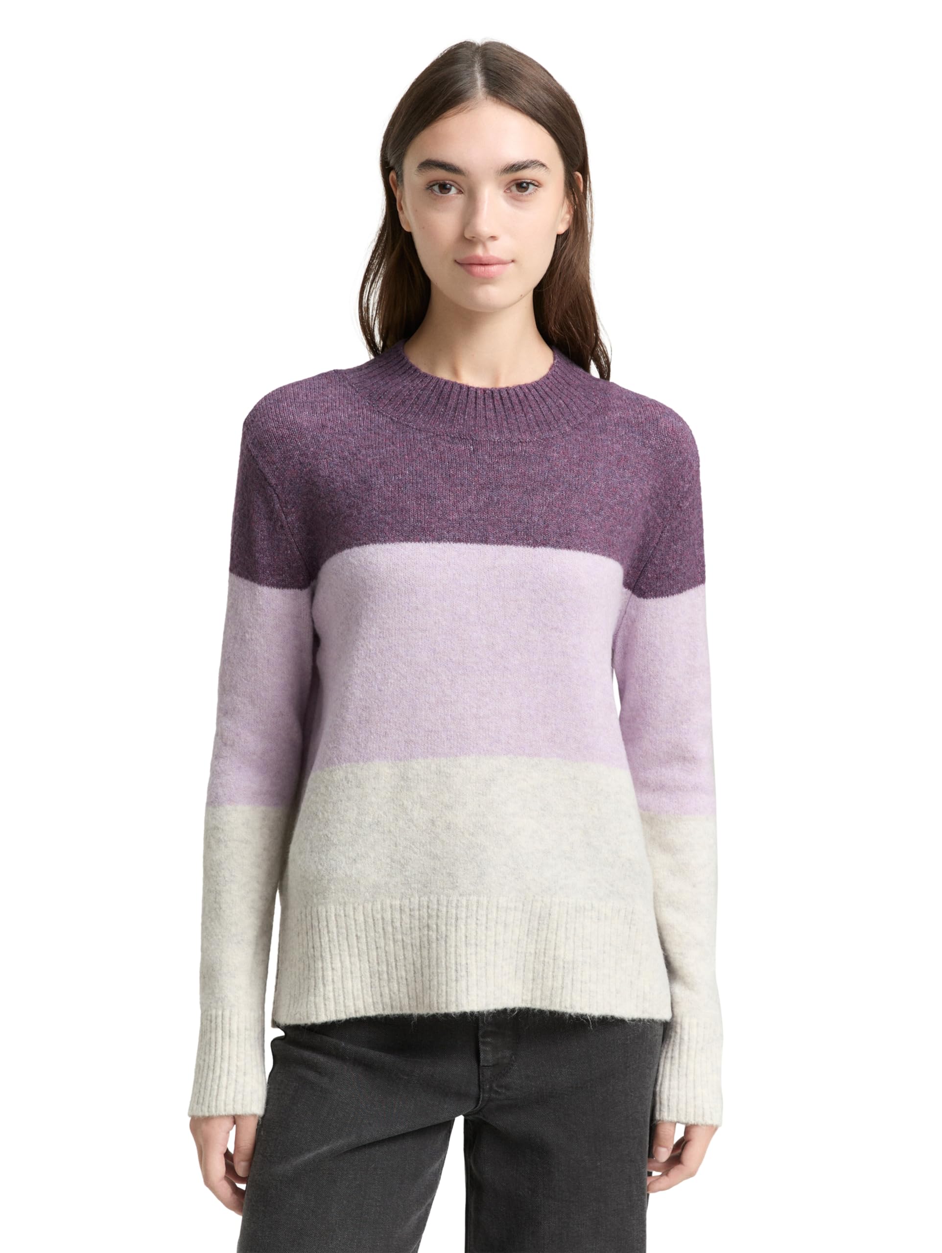 TOM TAILOR Denim Damen Strickpullover mit Colour Blocking