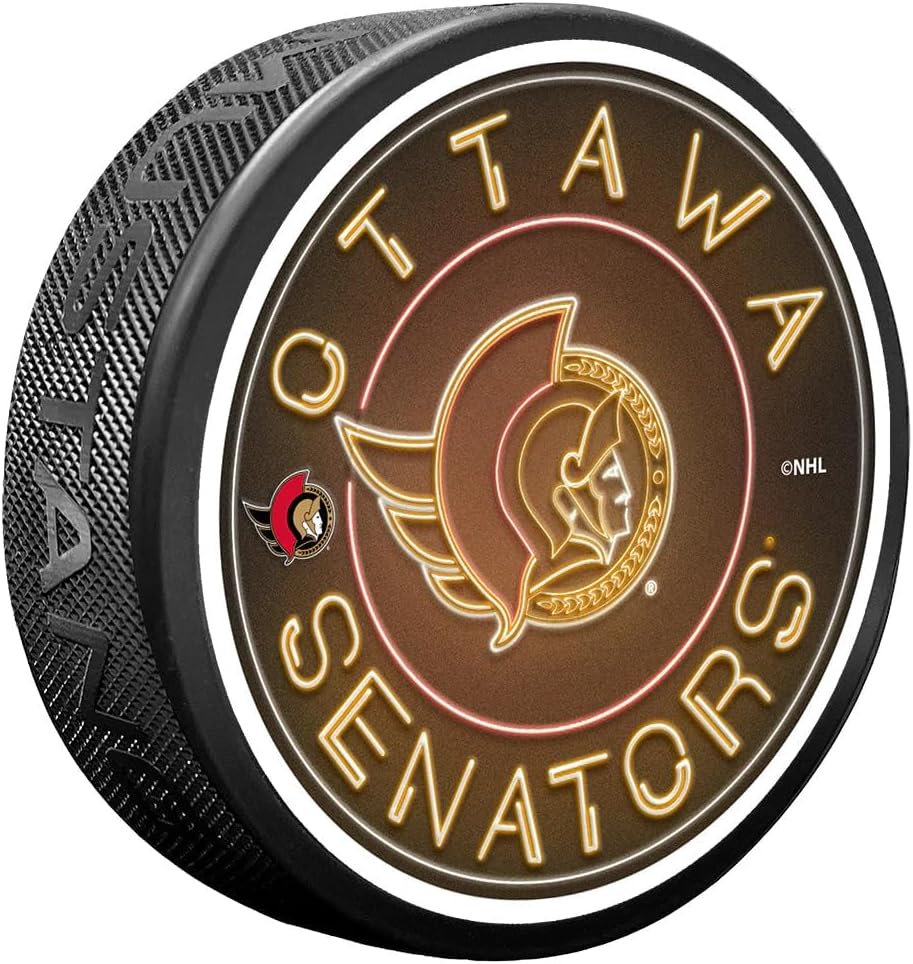 Sports Decor Ottawa Senators Puck - Neon