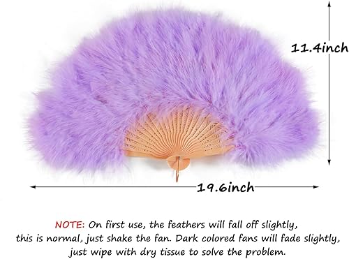 Miniatura 3 de Abanico de mano de plumas, abanico de plumas de marabú de estilo vintage de los años 20, ventilador de plumas de mano plegable para espectáculos de