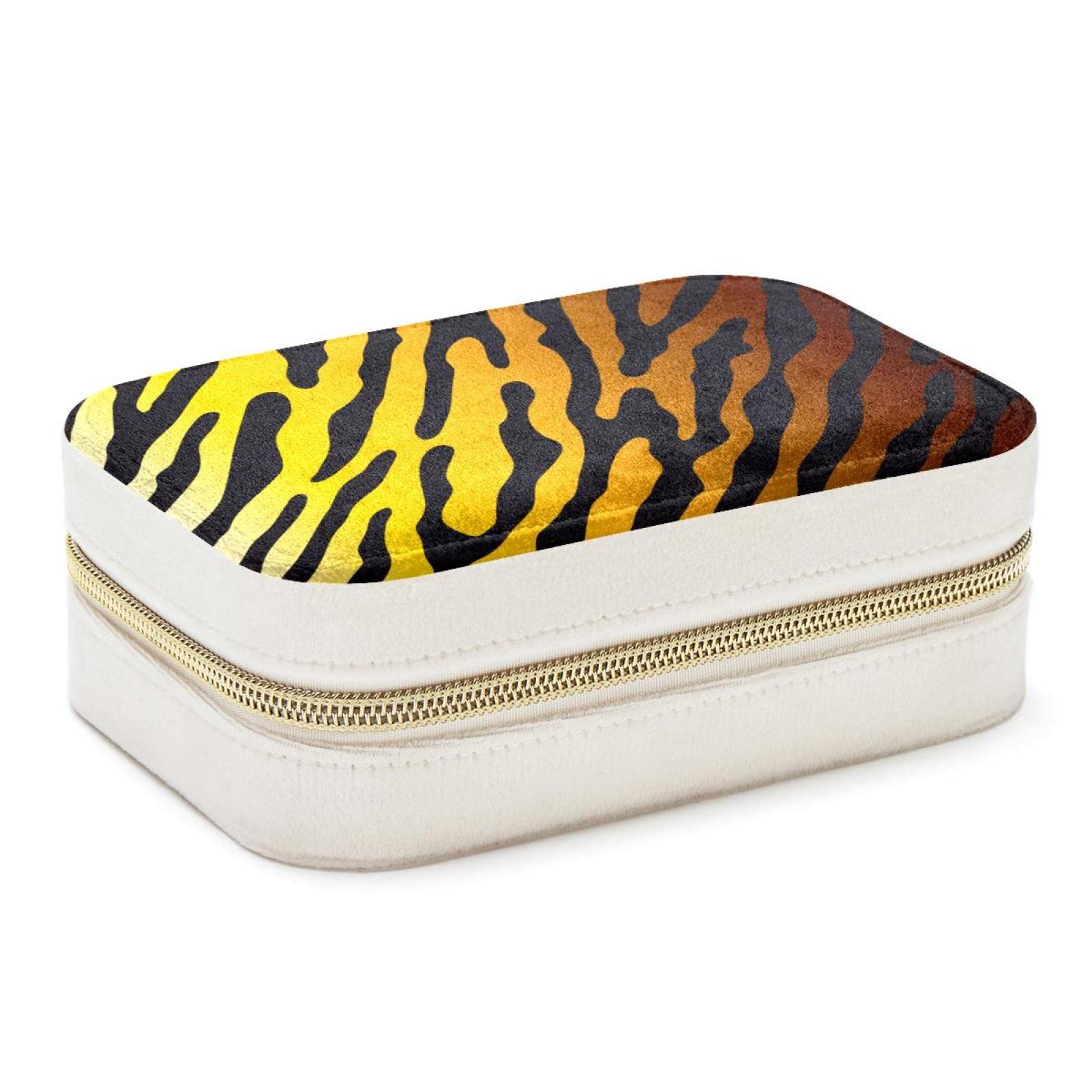 Boîte à bijoux voyage motif tigre dégradé, petit organiseur bagues et colliers