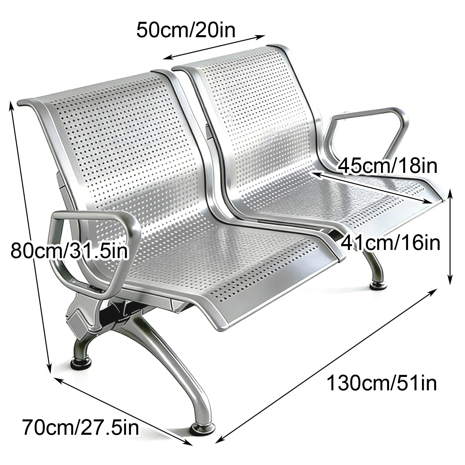 Silla de sala de espera de metal resistente, capacidad de carga de 660 libras, silla de recepción para aeropuerto, banco, hospital, oficina