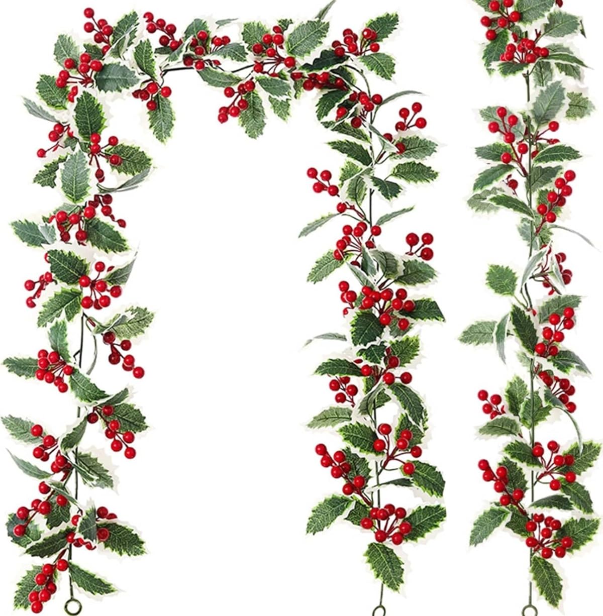 JKWINS Red Berry Christmas Garland, 6FT Flexible Artificial Berry Garland for Indoor Outdoor Home Fireplace Decoration
