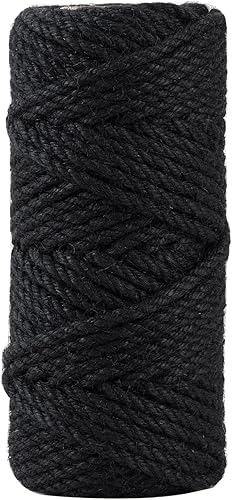 Cordel de yute natural negro de 0.157 in y 100 pies, para regalo de manualidades, proyectos de manualidades, envoltura, agrupación, embalaje, cordel