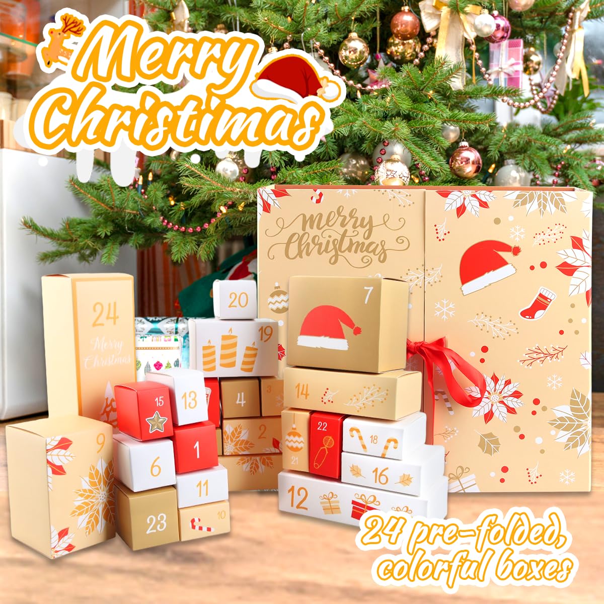 AllLeeGay Christmas Advent Calendars 2023 24 Colorful Reusable Boxes for Filling, Advent Calendar Fillers for Kids & Adults, Perfect Christmas Gifts and Presents, Yellow - Image 3