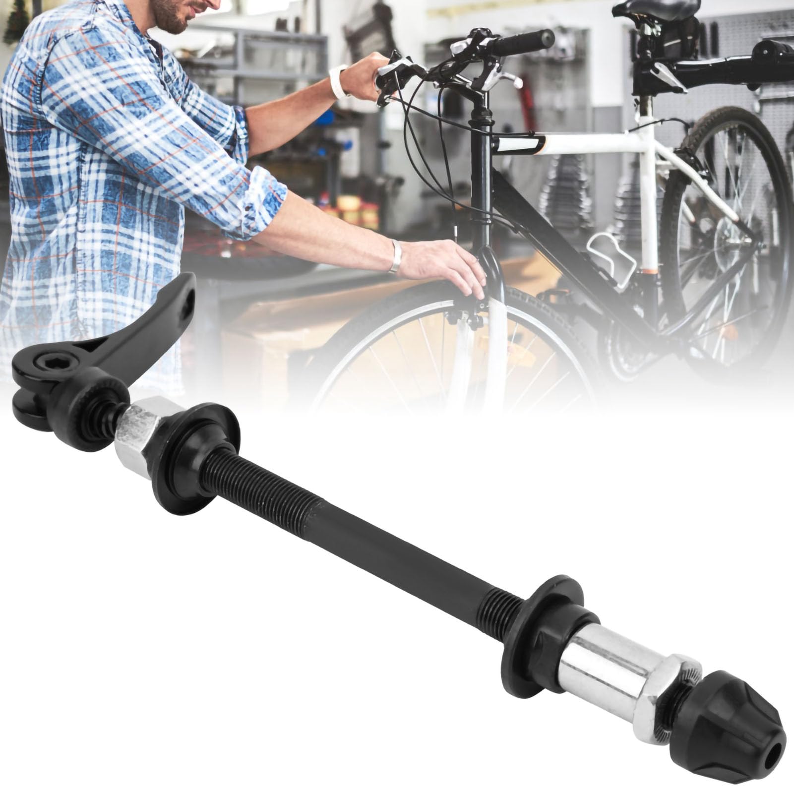 Tbest Oś Piasty Roweru oś Tylna 145mm Szybkozłączka 175mm Stalowa Rowerowa z Szybkozamykaczem do Naprawy Rowerów Górskich