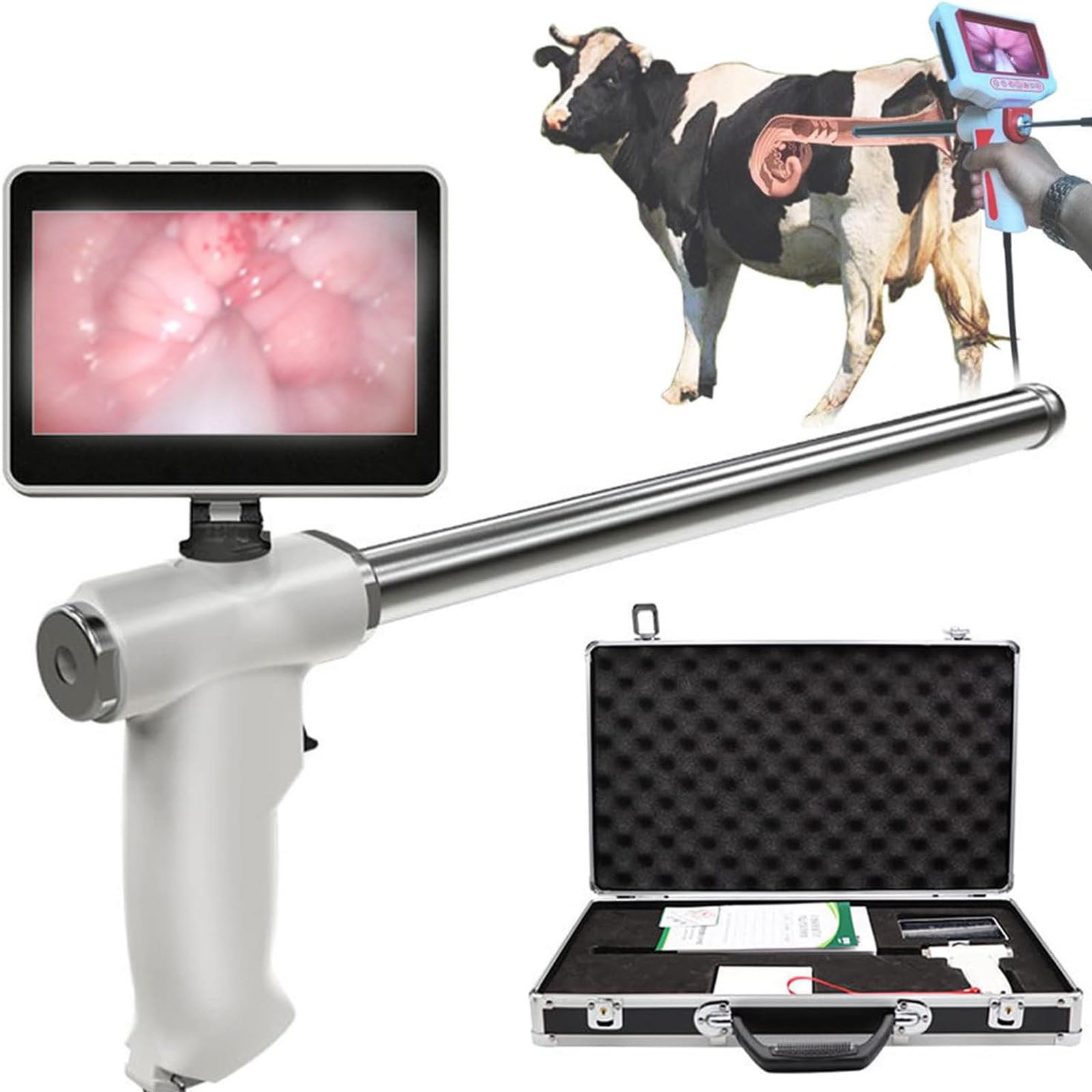 XueFulxion Artificial Insemination Gun,AI Catheter,LED Speculum: Comprehensive Professional Breeding Kit for Cattle,Swine,Sheep,and Deer,Featuring Durable Stainless Steel Tools and Hygienic pigssheep