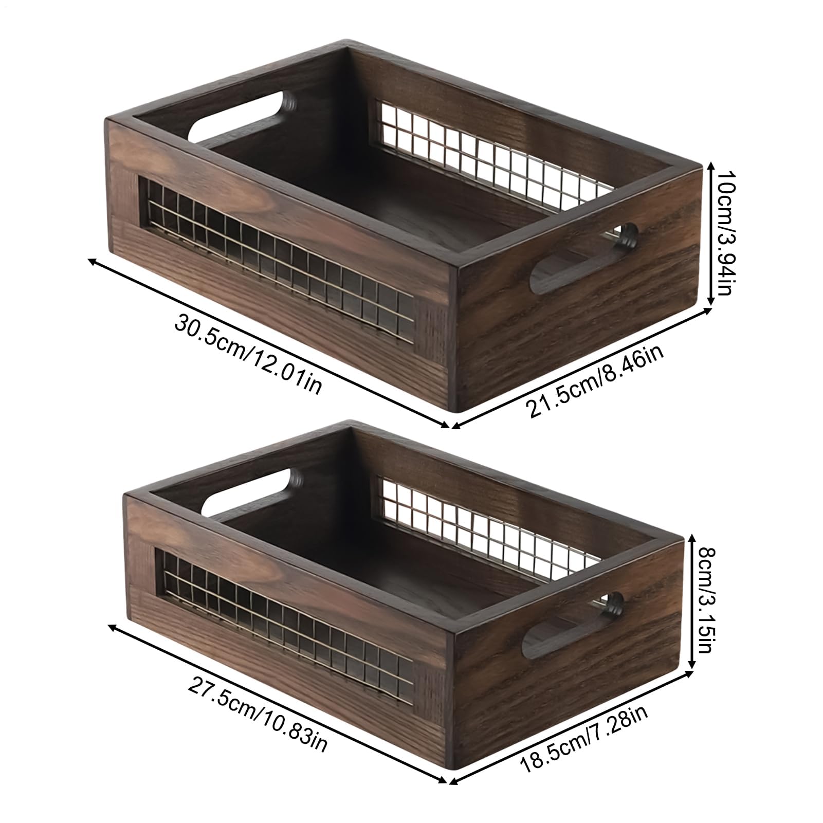 Juego de 2 cestas de almacenamiento de madera rústicas para cocina, baño y pan