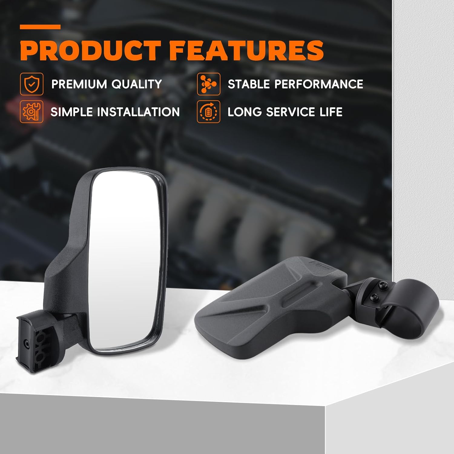 GoaMotors 1.6" to 2" Bar UTV Side and Center Mirror Set Adjustable Rear view Mirror Compatible with Polaris Ranger/RZR for Yamaha Rhino for Gator for Honda Pioneer Talon for Kawasaki