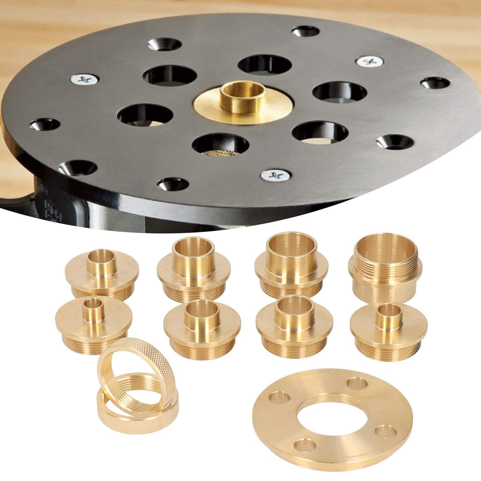 11 Stück/Set Messing Router Template Guide Set Router Guide Kit mit Kontermutter Adapter Router Zubehör von Messing für Reinigungsarbeiten