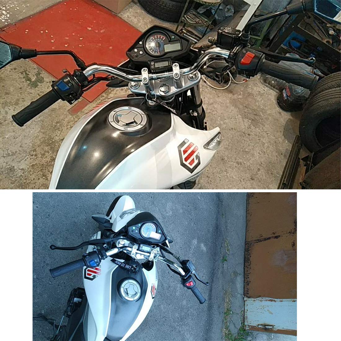 Manubrio Moto 7/8 ", 22mm Manubrio Retrò (Argento)