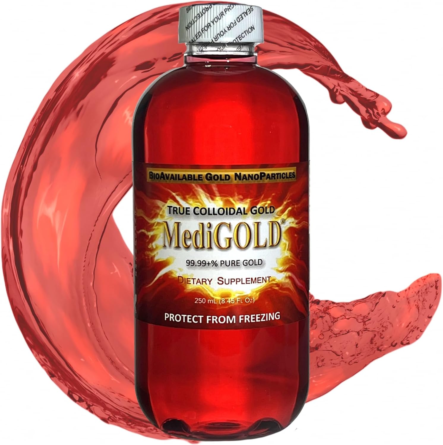 MediGOLD® True Colloidal Gold AuNP Nutritional Supplement - 500 mL in Clear Plastic Bottle