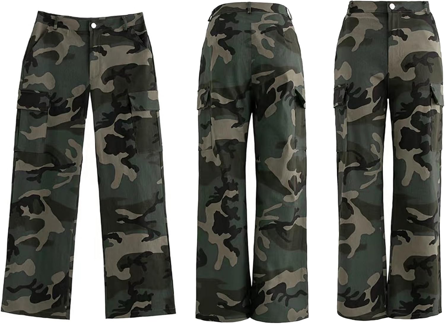 Vakkest Women's Oversized Camo Cargo Pants Jogger Trousers Workout Sweatpants Camouflage Army Fatigue with Pockets - Image 5