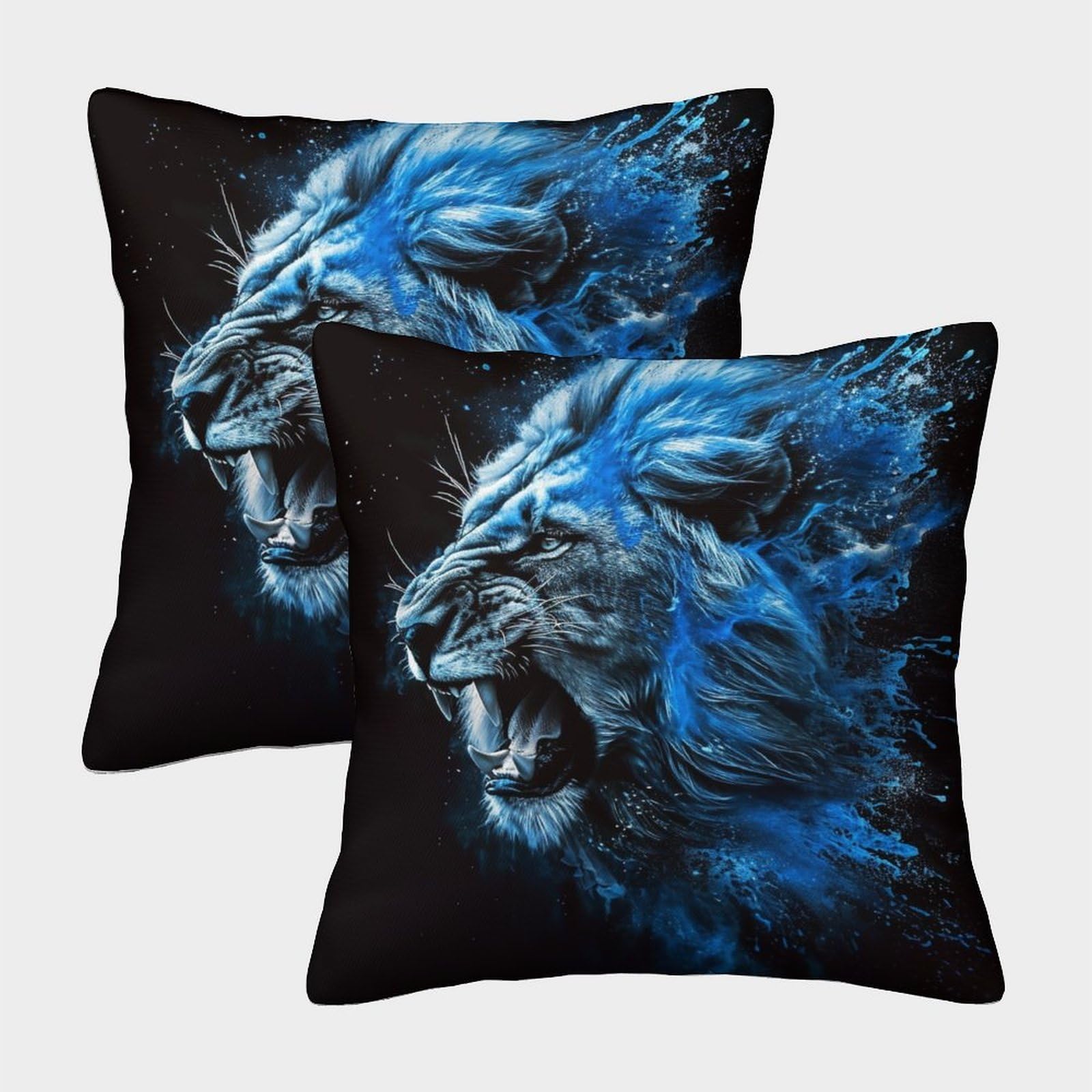 Felasbuid Style-16 Lion Pillow Cases 2 Pack Cozy Pillowcases Animal Cushion Cover Zippered Decorative For Couch Livingroom 50X50cm