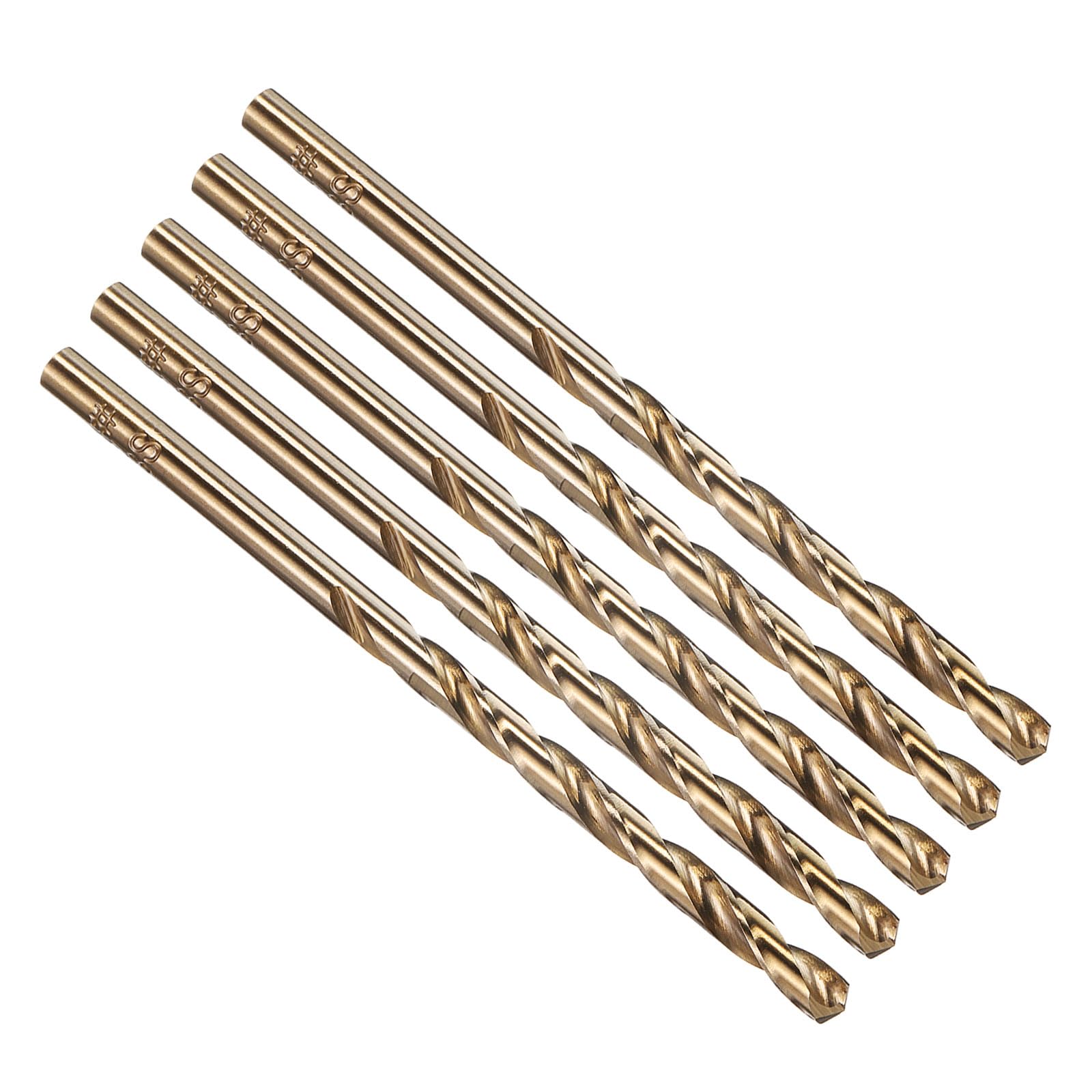 PATIKIL #21 Drill Bit, Micro Number Small Bits 4341 High-Speed Steel 135° Gold Finish for Soft Thin Metal Steel Wood Acrylic - 5 Pack