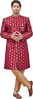 Indian Designer Wedding Festive Wear Jacquard Indo-Western Sherwani Pajama Set For Men