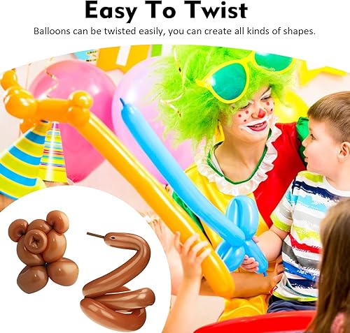 Vista 34 de 100 globos mágicos largos de látex trenzado de 260 Q para forma de animal, cumpleaños, payasos (blanco)