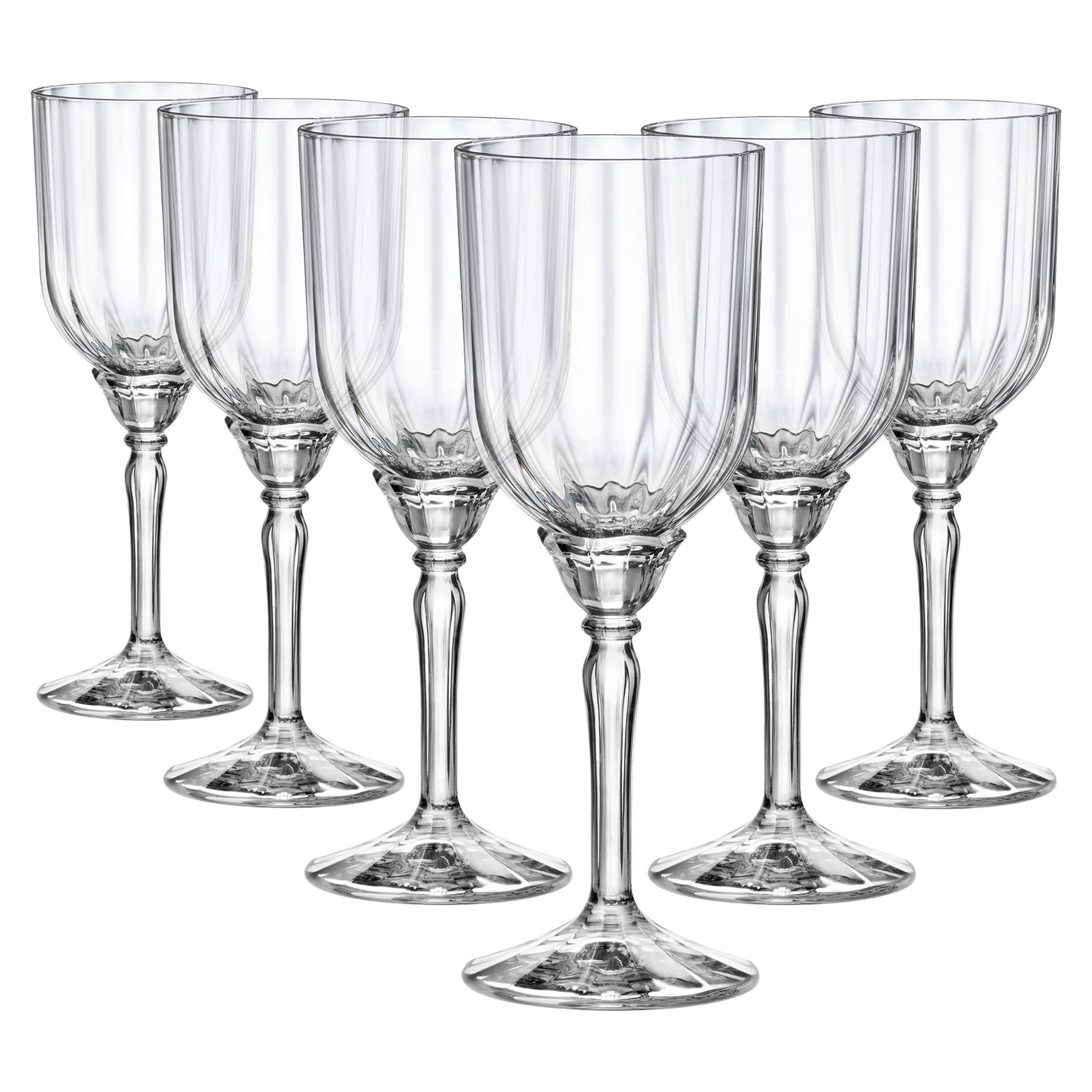 Bormioli Rocco 6X Clair 245ml Florian Verres Cocktail - Ancien Art Deco Verre Cocktail Vin Gin Margarita Gobelets à Boire Ensemble-Cadeau
