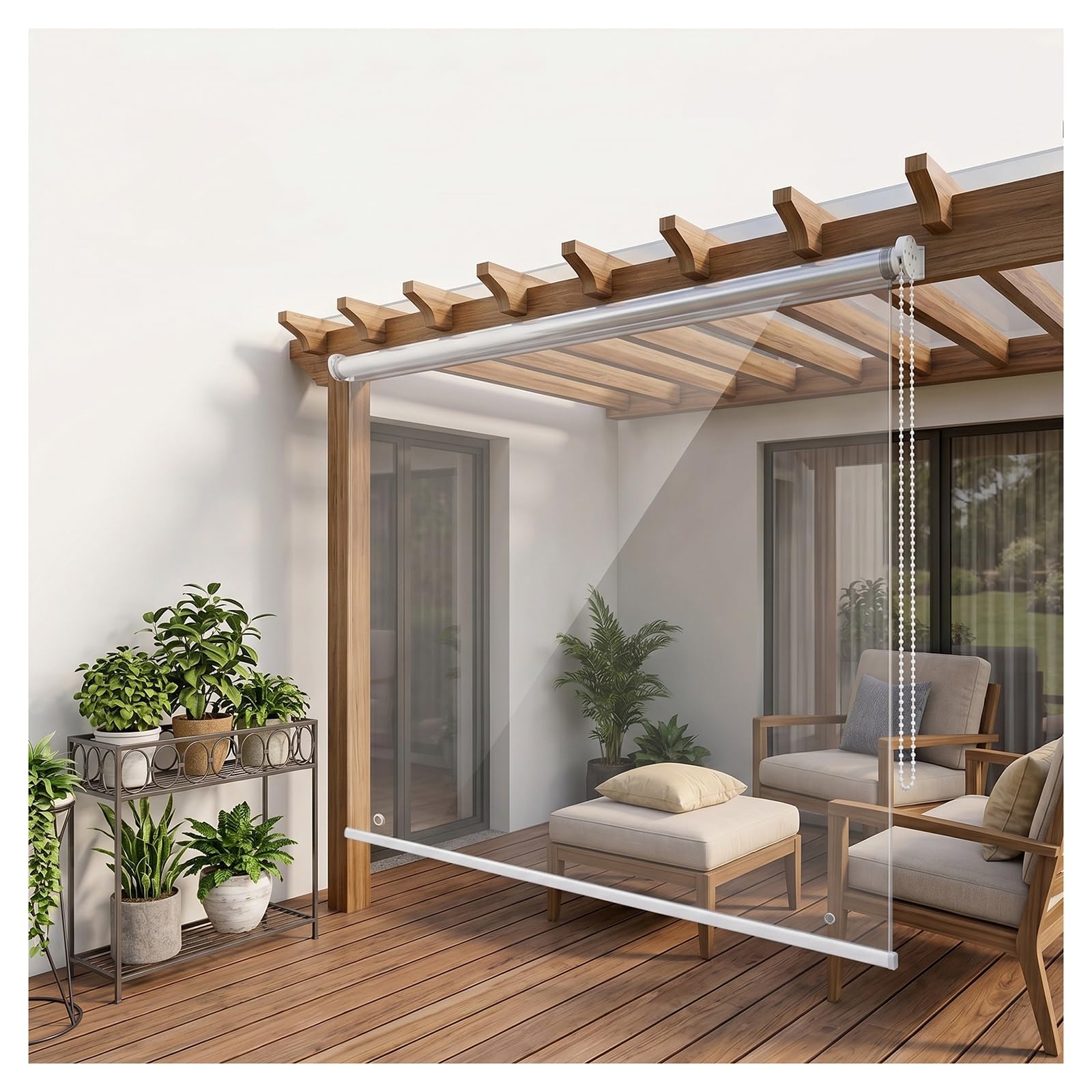 Transparent waterproof roller blind，clear vinyl roller blinds，Roller Blind Outdoor PVC Clear，Garden/pergola/balcony Transparent Roll Up Blinds，Easy to Instal(W85*H140cm/W33.4*H55.11in)